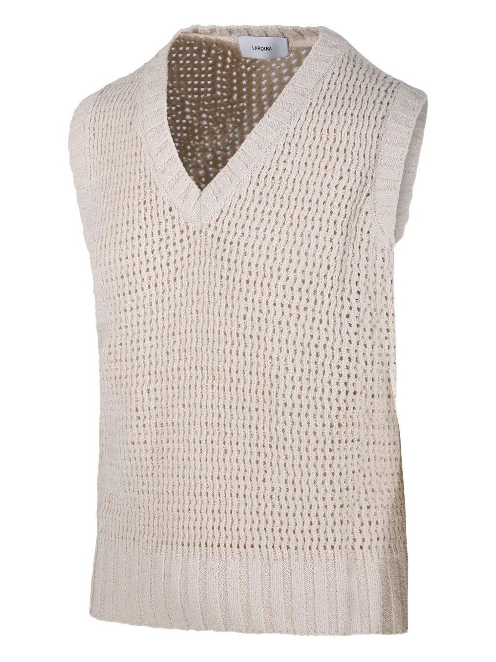 Lardini Opengebreide trui met V-hals Beige