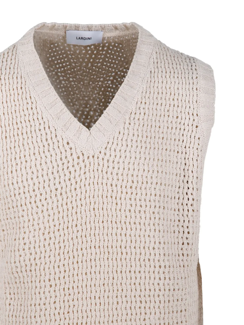Lardini Opengebreide trui met V-hals Beige