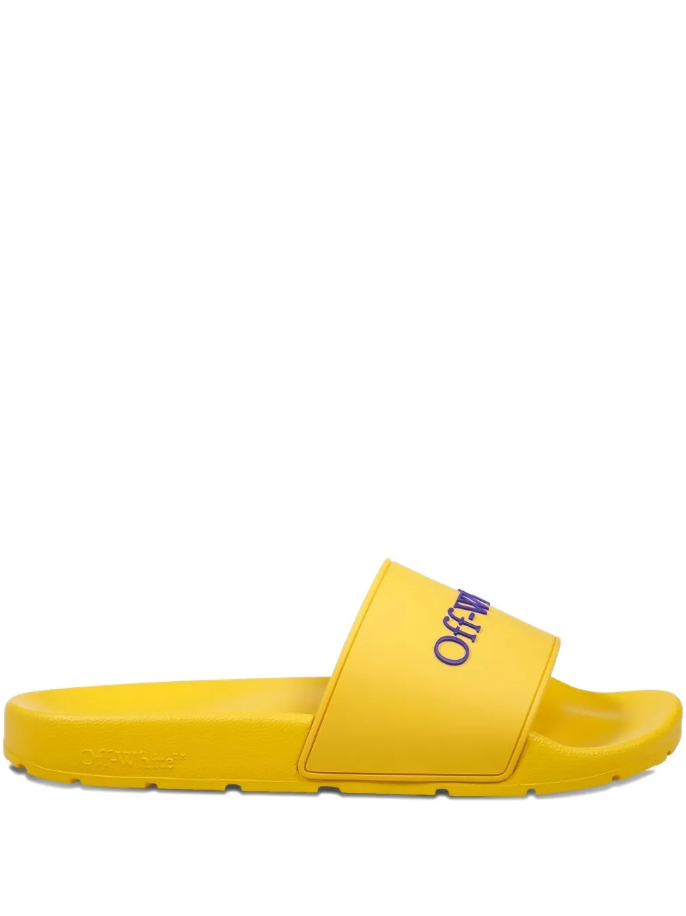 Off-white Logo-embellished Slides In Yellow