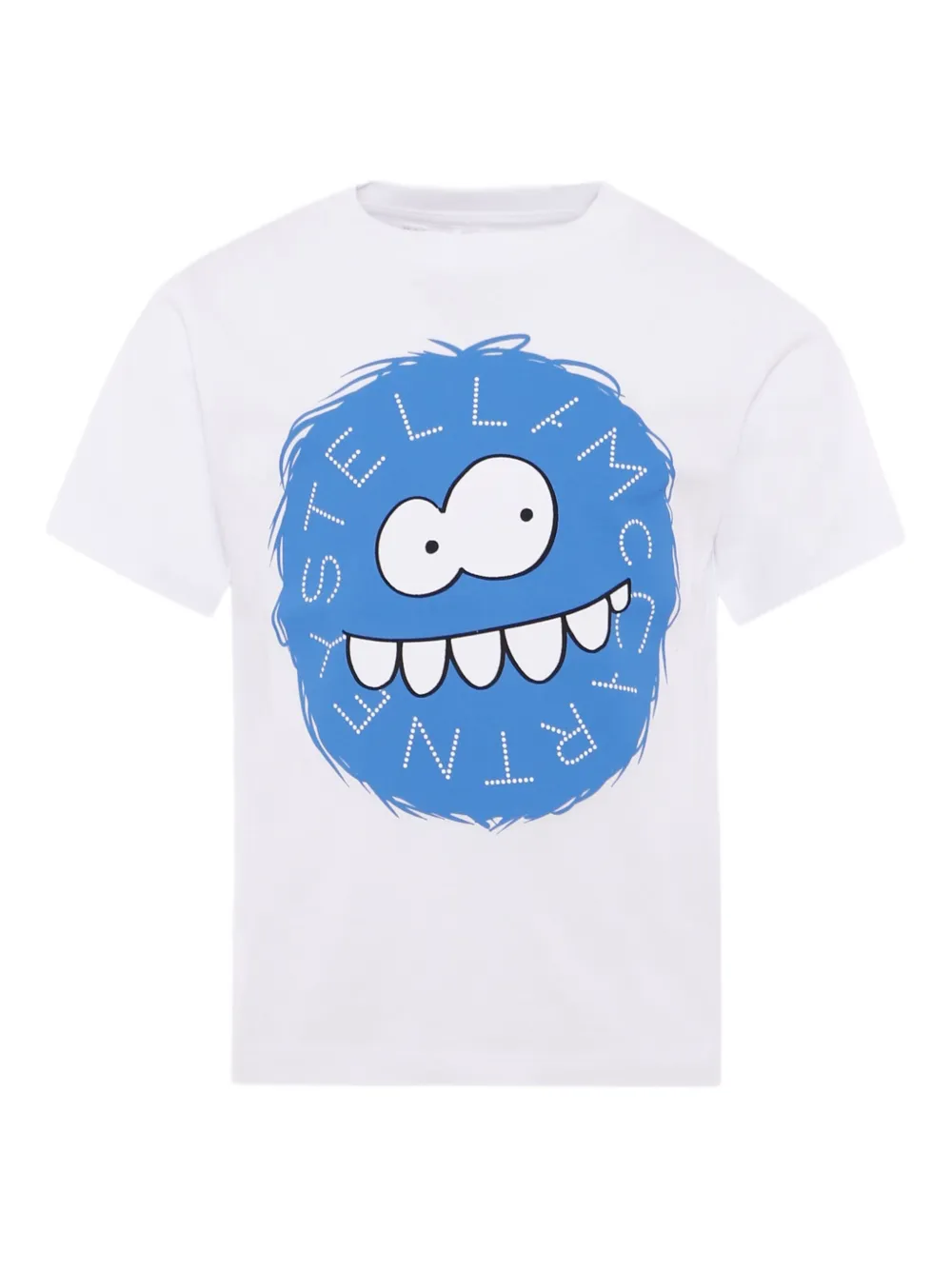 Stella McCartney Kids monster-face organic-cotton T-shirt Wit