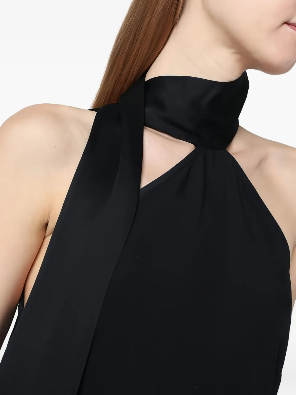 Taller Marmo Maxi-jurk met halternek en franje Zwart