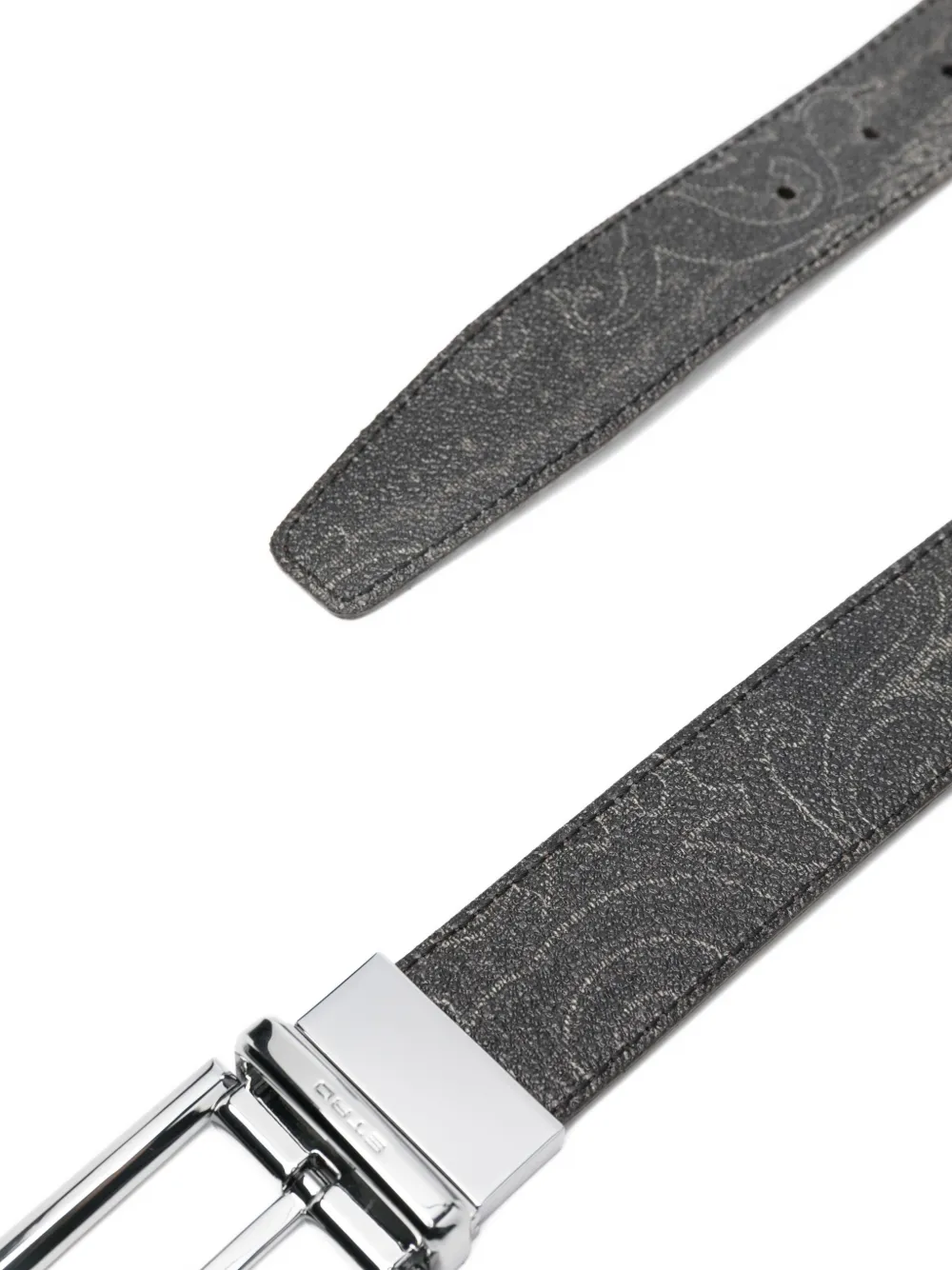 ETRO Leren riem met paisley-print Zwart