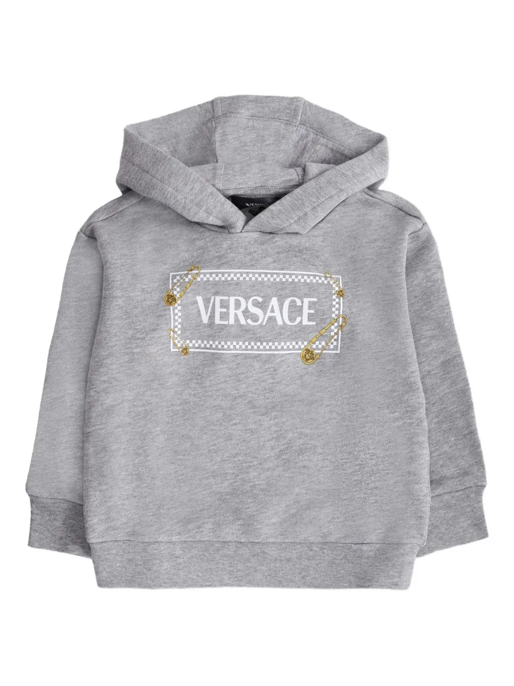 Versace Kids safety-pin logo hoodie Grijs