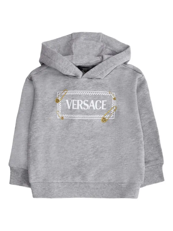 Versace Kids safety-pin Logo Hoodie Grey FARFETCH TH - Main Image