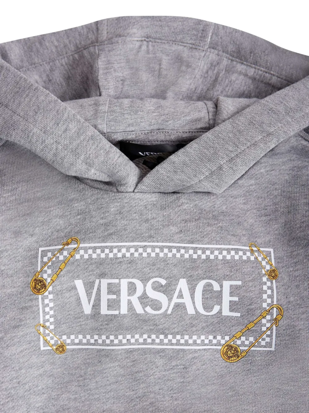 Versace Kids safety-pin logo hoodie Grijs