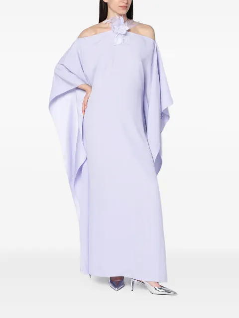 Taller Marmo feather-embellished off-shoulder maxi dress