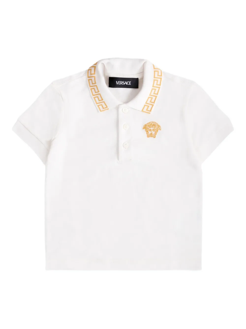 Versace Kids Poloshirt met Greca borduurwerk Wit