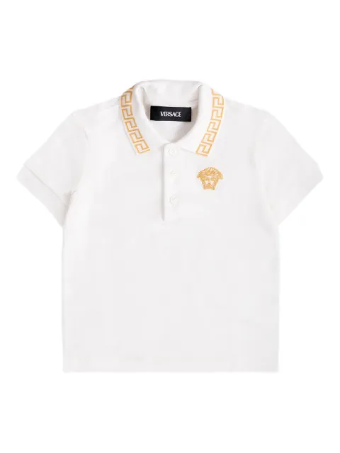 Versace Kids Greca embroidered polo shirt