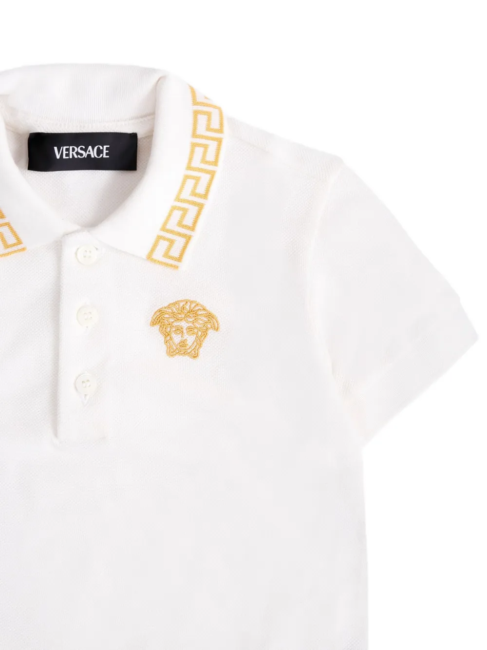 Versace Kids Poloshirt met Greca borduurwerk Wit