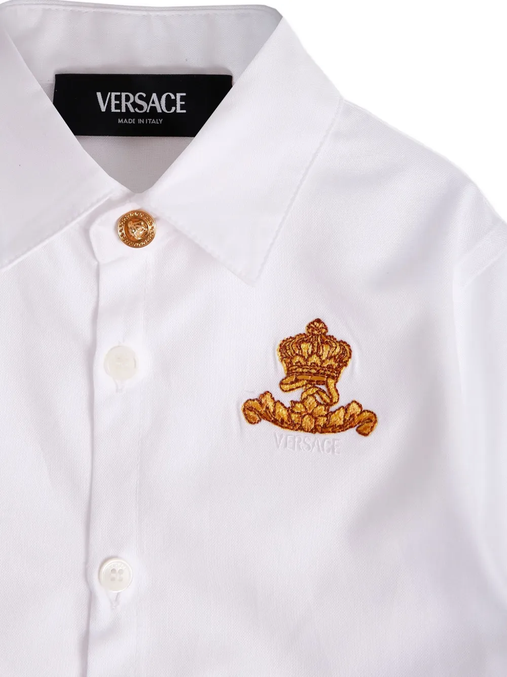 Versace Kids crown-embellished long-sleeved shirt Wit