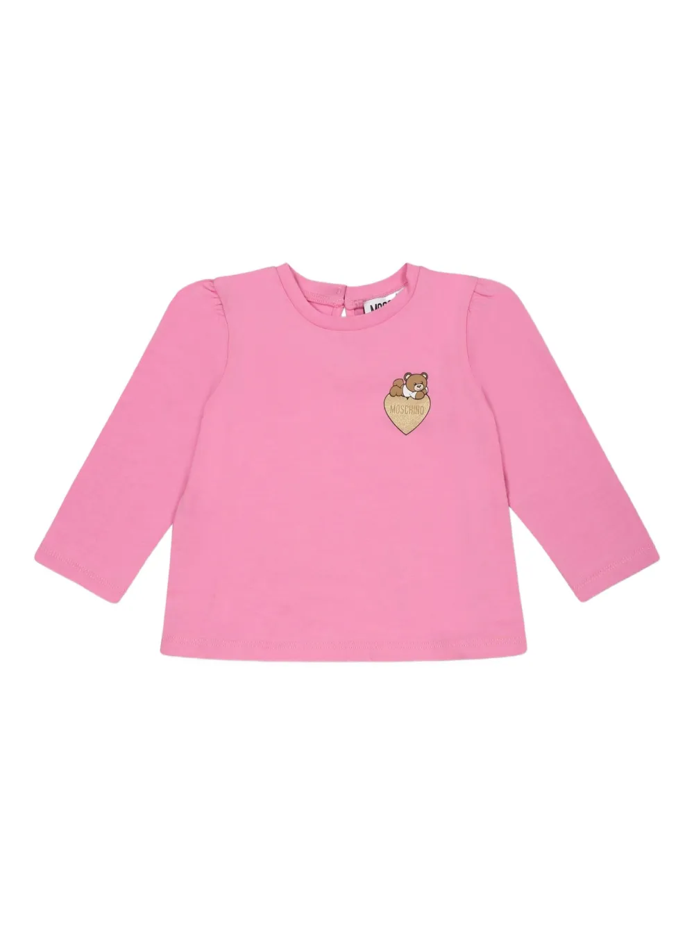 Moschino Kids heart-embellished long-sleeve T-shirt Roze