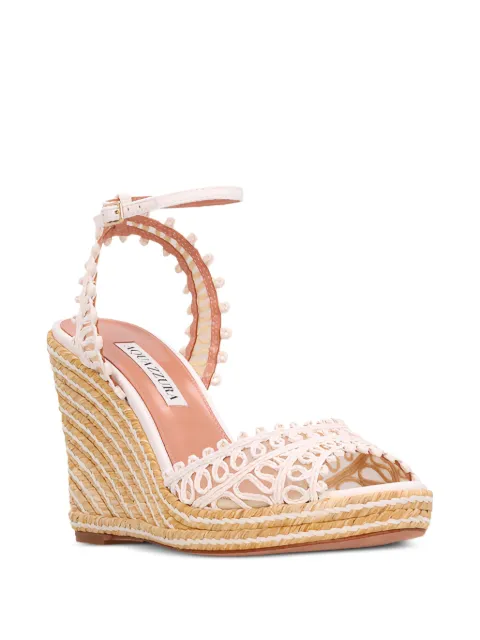 Aquazzura 105mm Kahlo lace-detail wedge heeled espadrilles