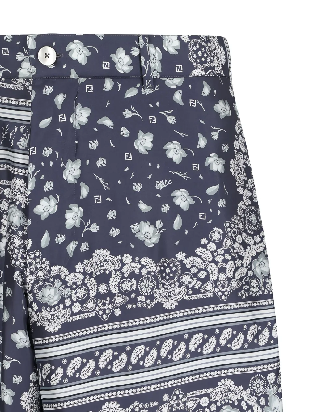 FENDI bandana-print silk shorts Blauw