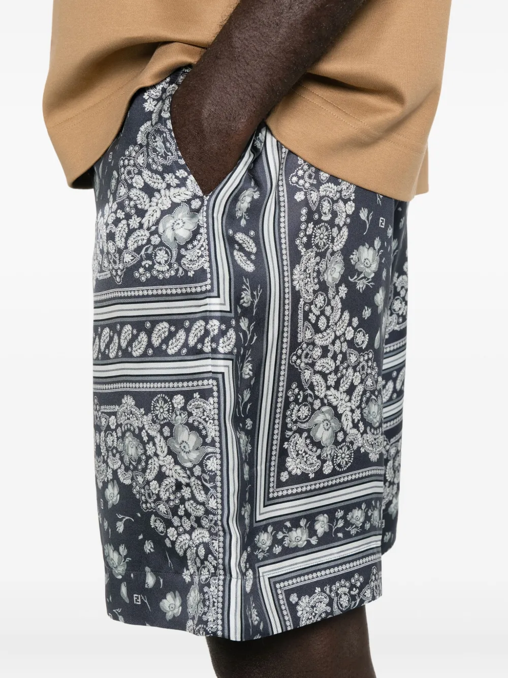 FENDI Shorts met bandanaprint Blauw