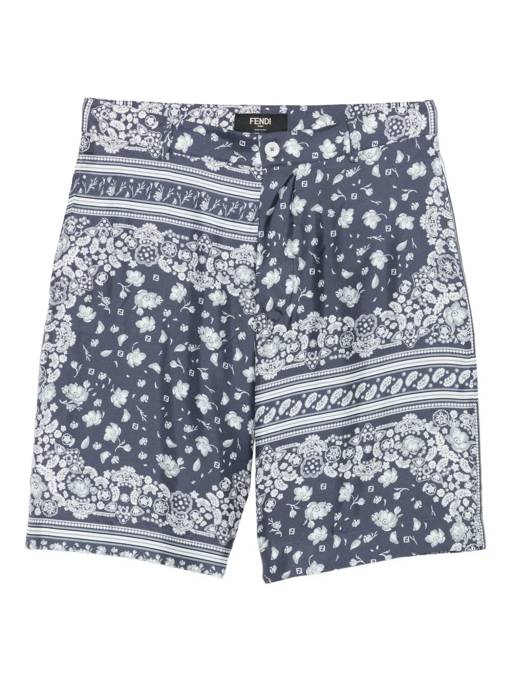 FENDI bandana-print silk shorts | Blue | Image 1