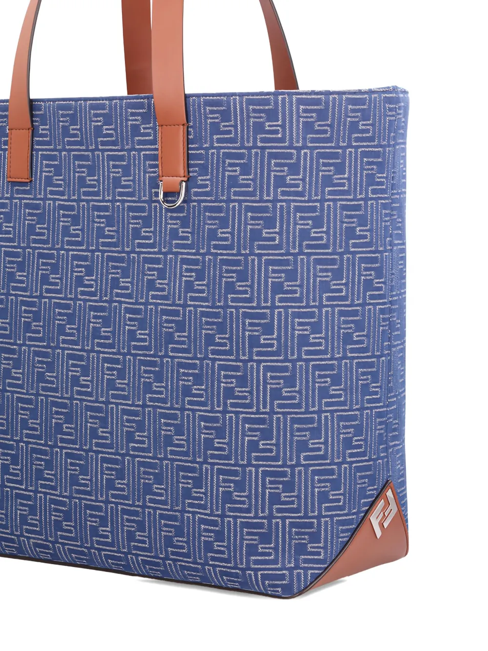 FENDI Medium shopper met denim-effect en FF jacquard Blauw