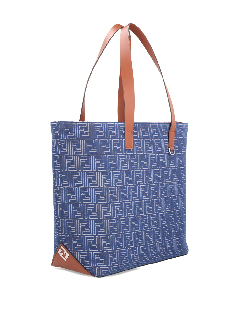 FENDI Medium shopper met denim-effect en FF jacquard Blauw