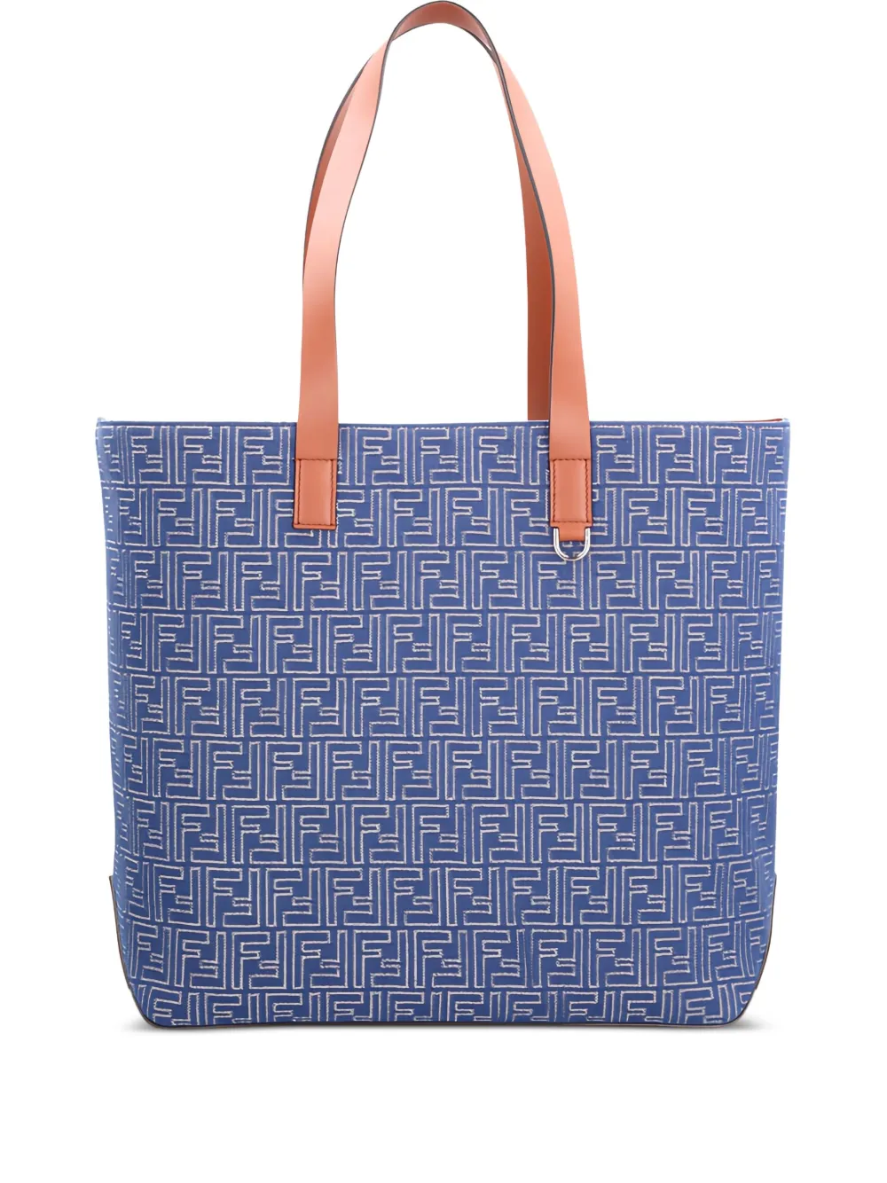 FENDI Medium shopper met denim-effect en FF jacquard Blauw