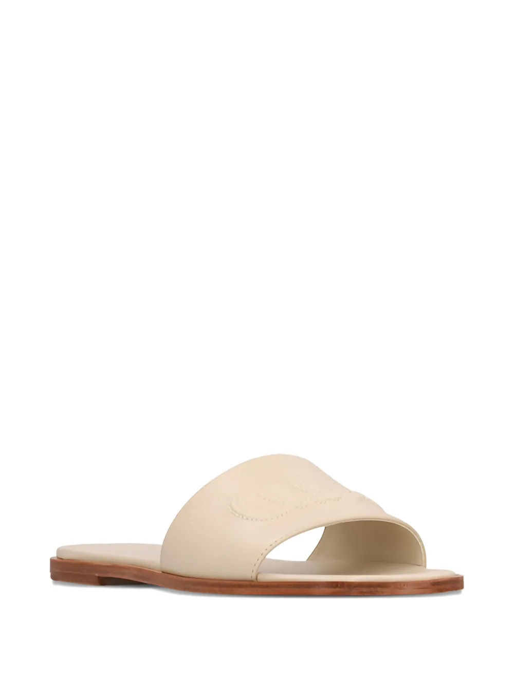 Chloé Leren sandalen met logo-reliëf Wit