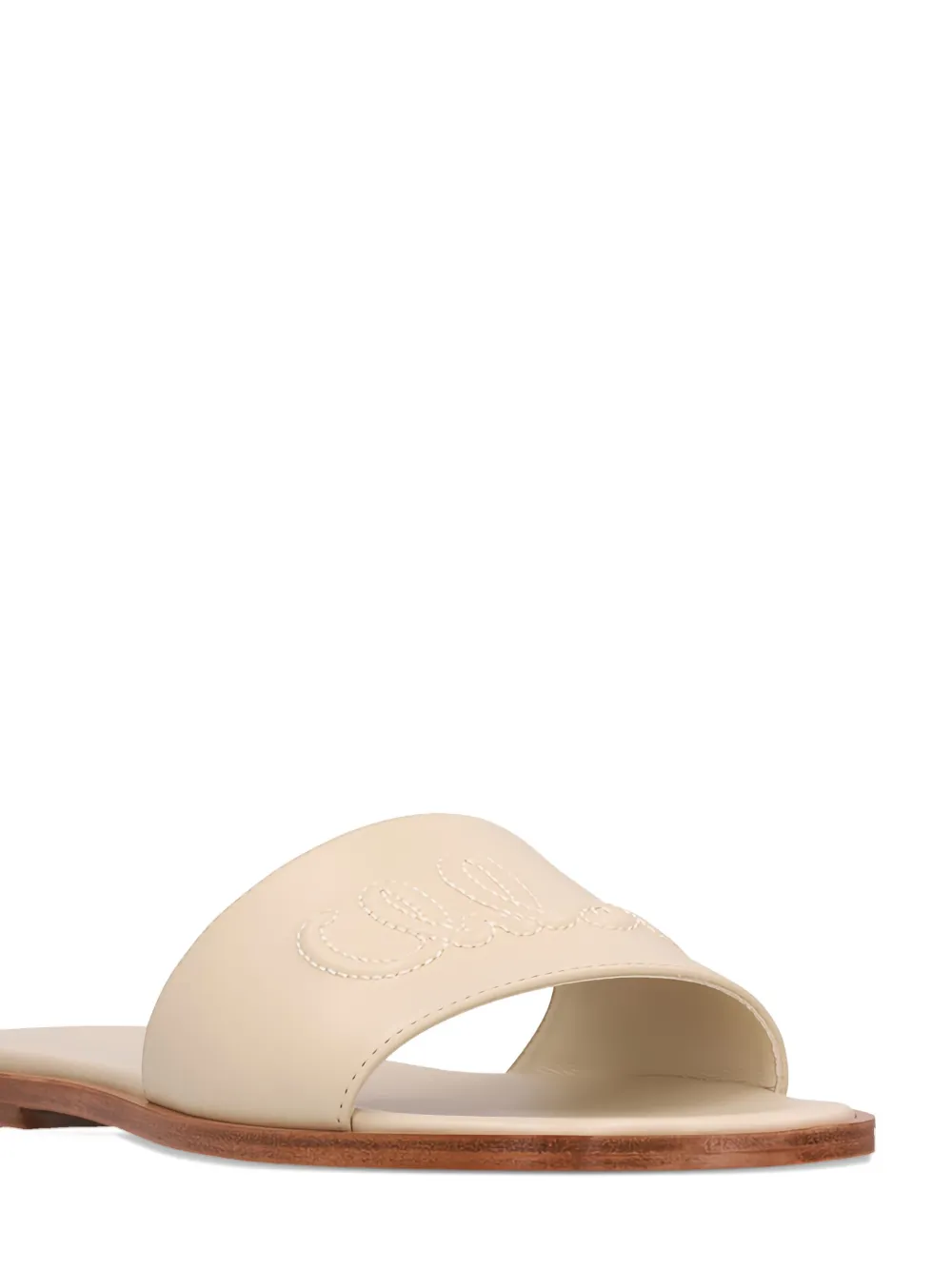 Chloé Leren sandalen met logo-reliëf Wit