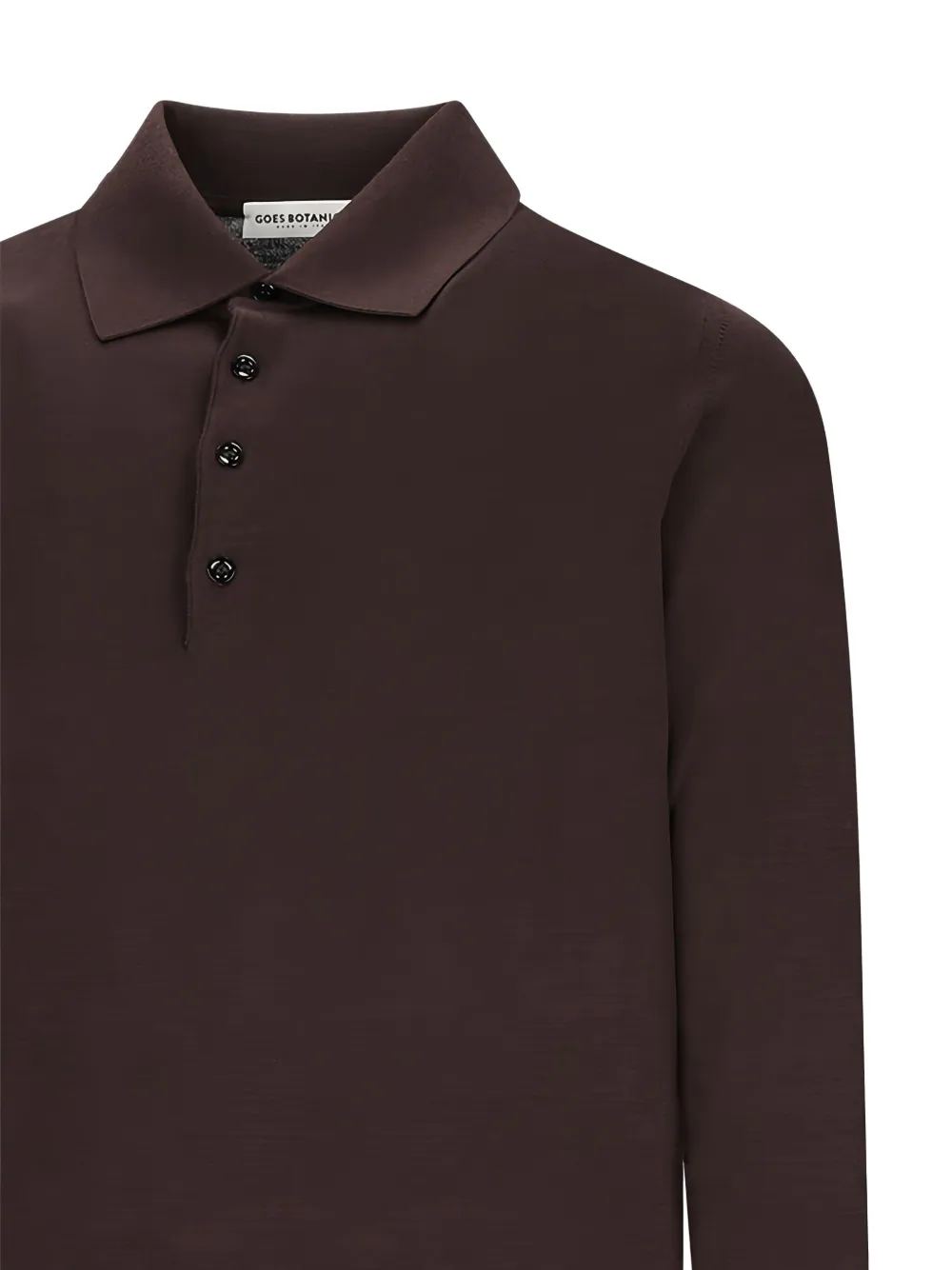 Goes Botanical Buttoned Long-sleeve Polo Shirt In Brown