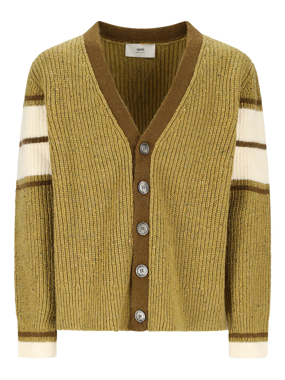 AMI Paris V-neck college cardigan | Green | Image 1