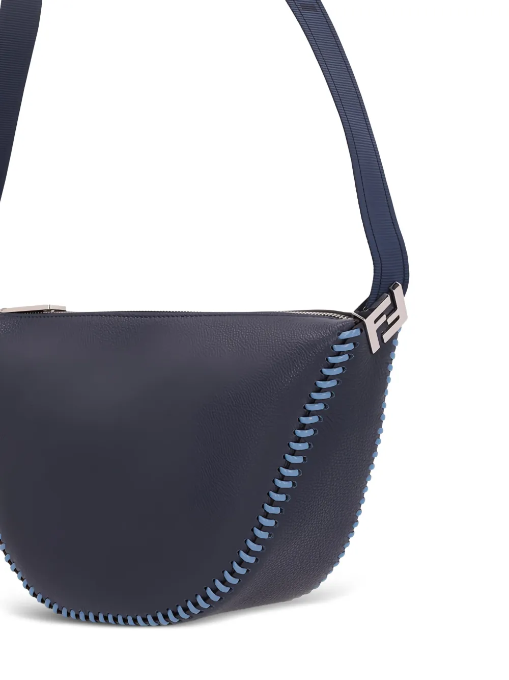 FENDI Melon kleine leren messengertas met gewelfde afwerking Blauw
