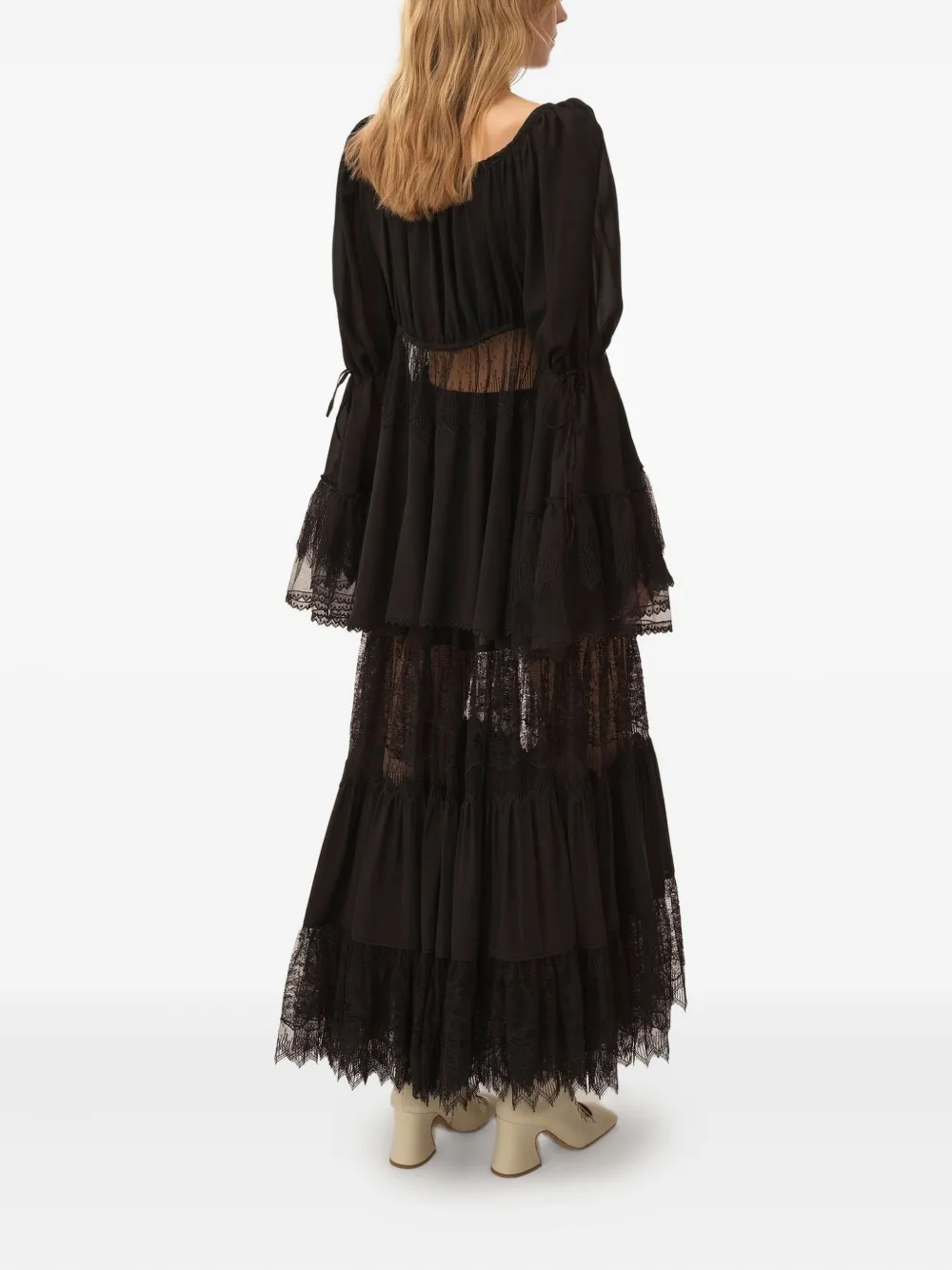 Chloé Blouse met pofmouwen en diepe ronde hals Zwart