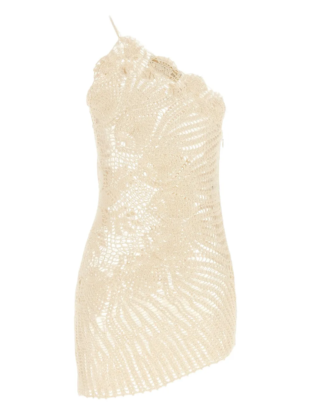Magda Butrym crochet one-shoulder dress Beige