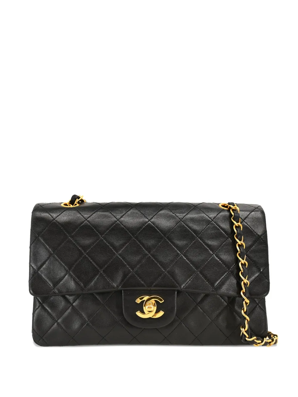 CHANEL Pre-Owned 1995 ダブルフラップ ショルダーバッグ M - ブラック CHANEL Pre-Owned 1995 ダブルフラップ ショルダーバッグ M - ブラック
