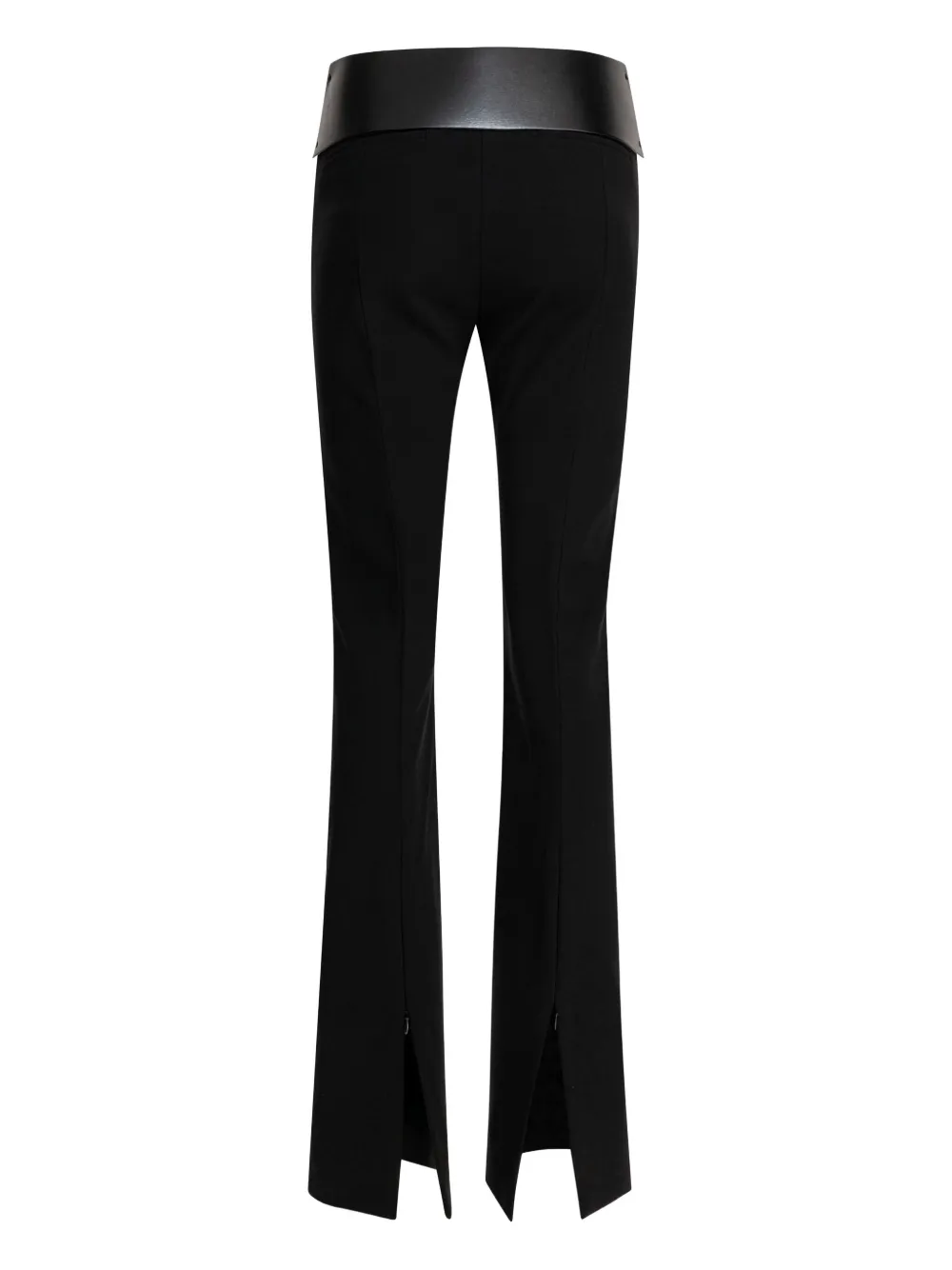 Max Mara Leather-trim Flared Trousers In Black