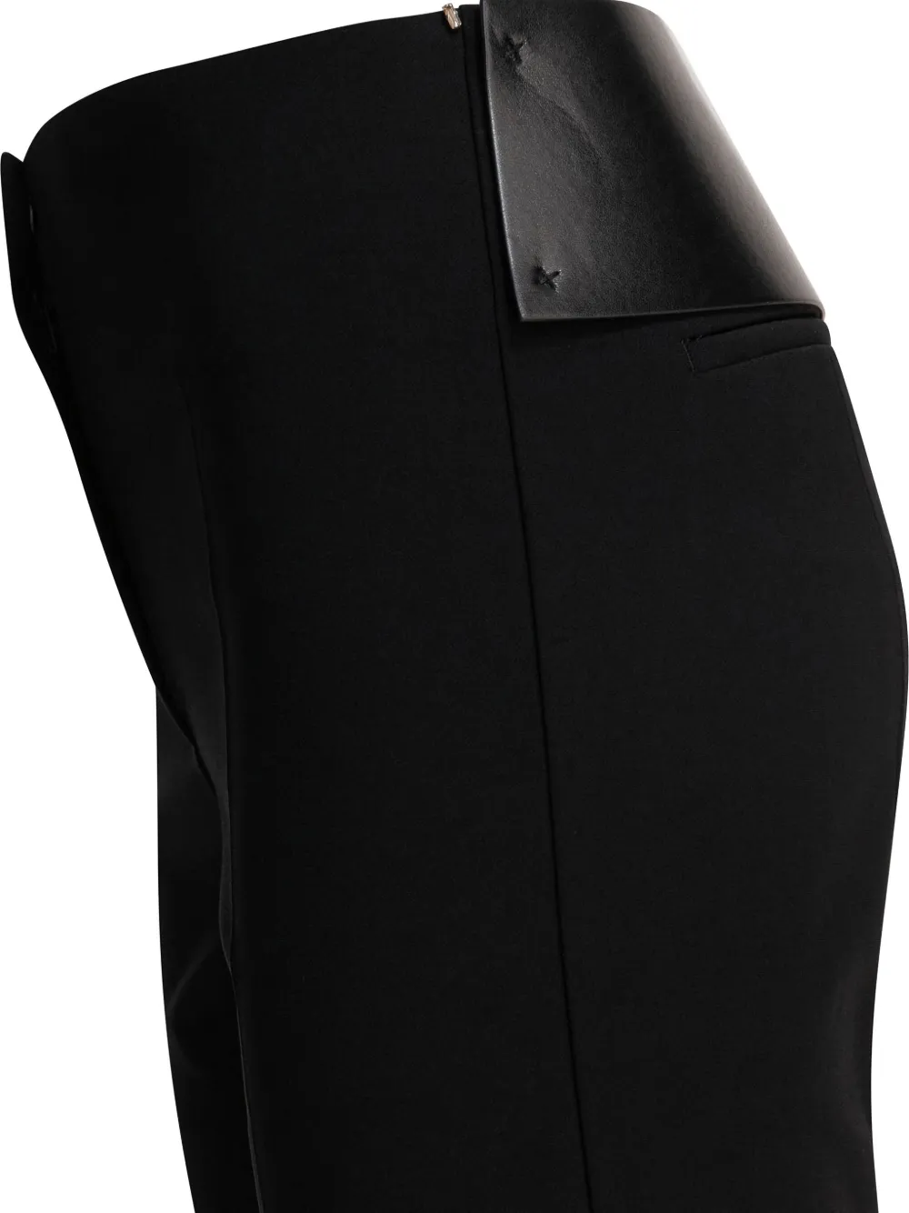 Max Mara Leather-trim Flared Trousers In Black