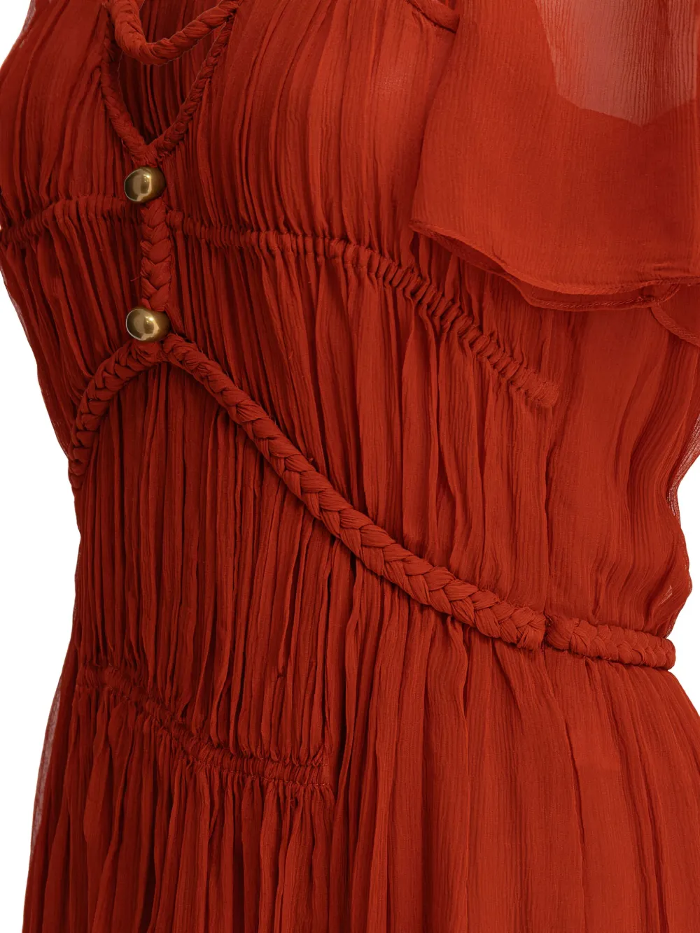 ISABEL MARANT Randalia braided-waist plissé mini dress Oranje