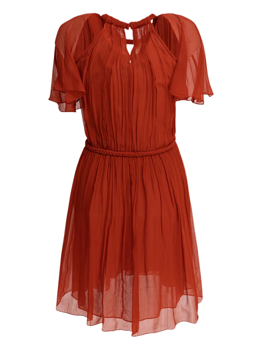 ISABEL MARANT Randalia braided-waist plissé mini dress Oranje
