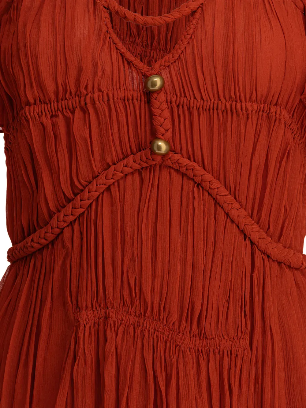 ISABEL MARANT Randalia braided-waist plissé mini dress Oranje
