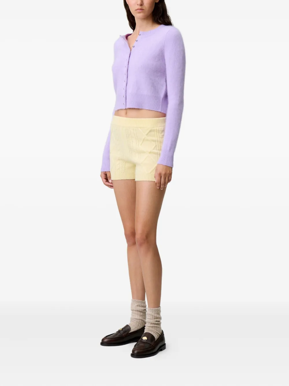 Claudie Pierlot Kabelgebreide shorts Geel