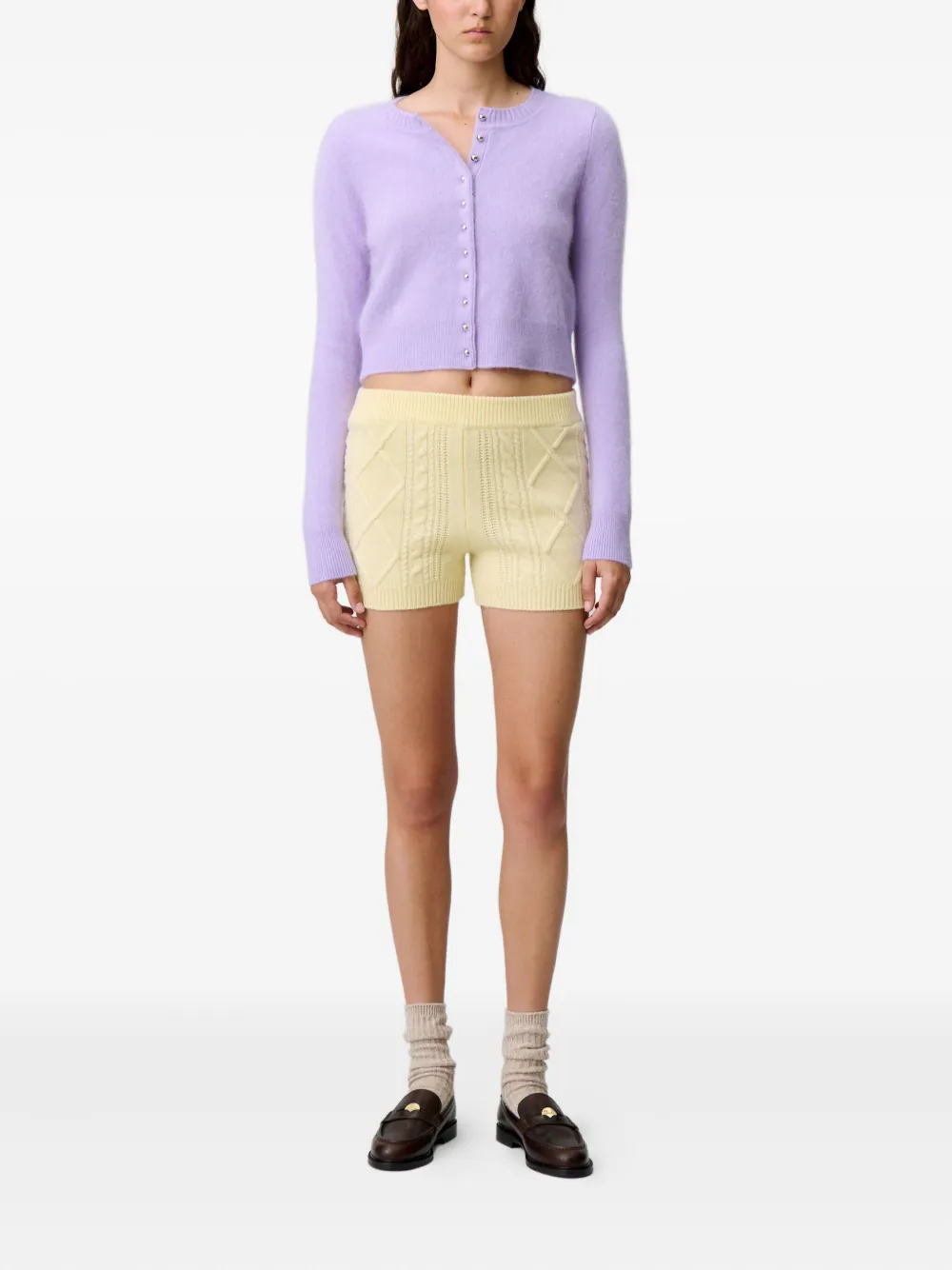 Claudie Pierlot Kabelgebreide shorts Geel