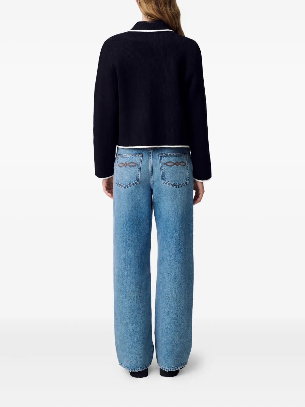 Claudie Pierlot Ribgebreid vest met contrasterende afwerking Zwart