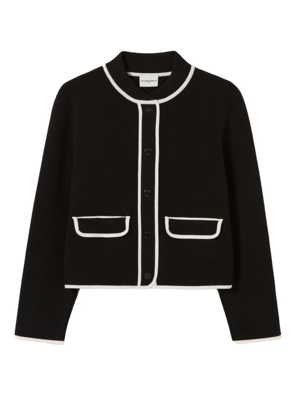 Claudie Pierlot Ribgebreid vest met contrasterende afwerking Zwart