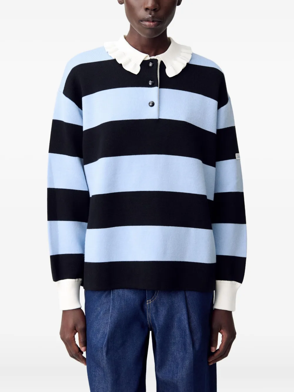Claudie Pierlot Gestreepte polotrui Blauw