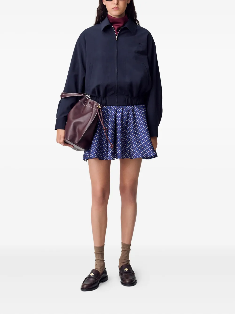 Claudie Pierlot Cropped jack met rits Blauw