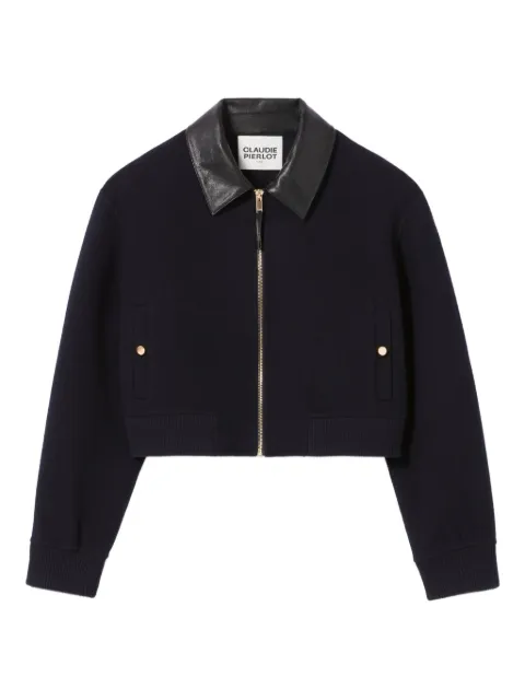 Claudie Pierlot faux-leather collar wool jacket 