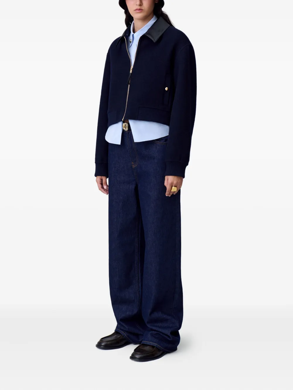 Claudie Pierlot Cropped jack met contrasterende kraag Blauw