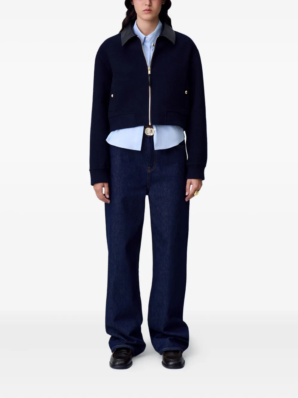 Claudie Pierlot Cropped jack met contrasterende kraag Blauw