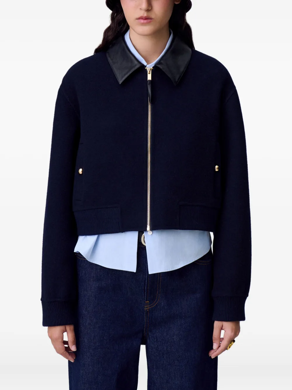 Claudie Pierlot Cropped jack met contrasterende kraag Blauw