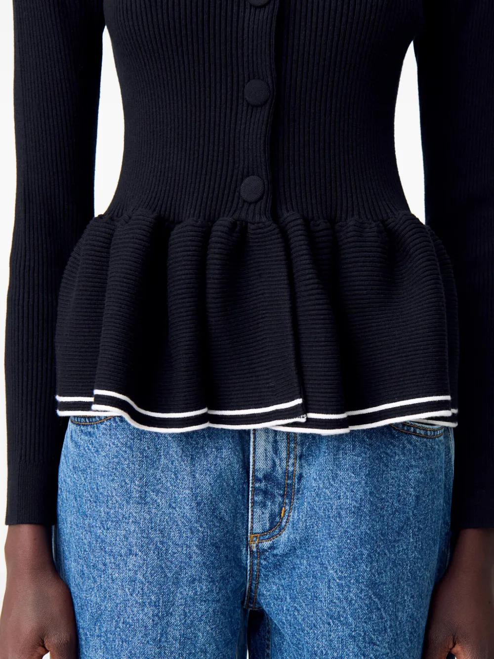 Claudie Pierlot Ribgebreid peplum vest Zwart