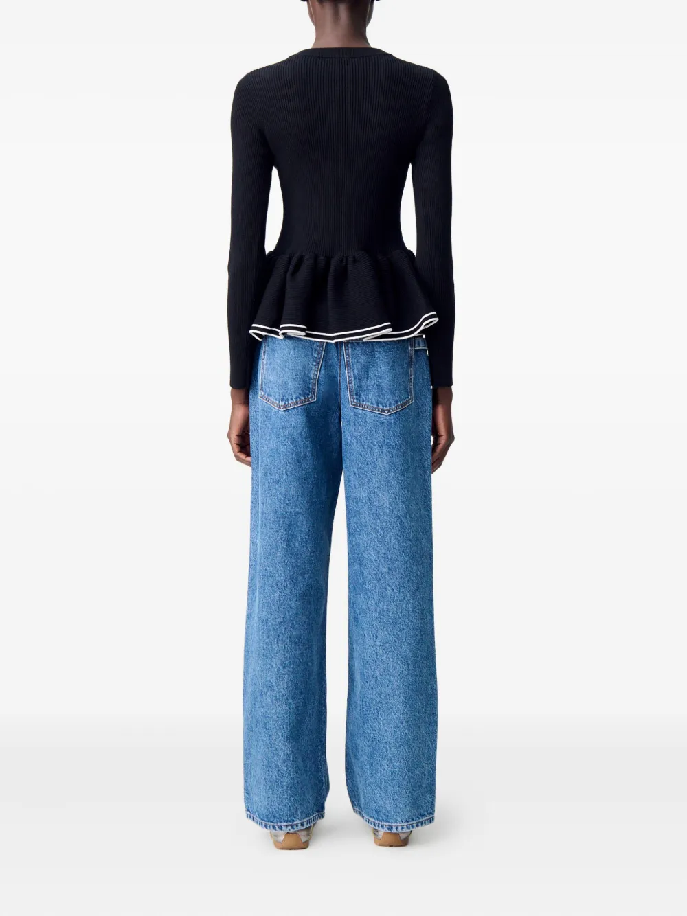 Claudie Pierlot Ribgebreid peplum vest Zwart