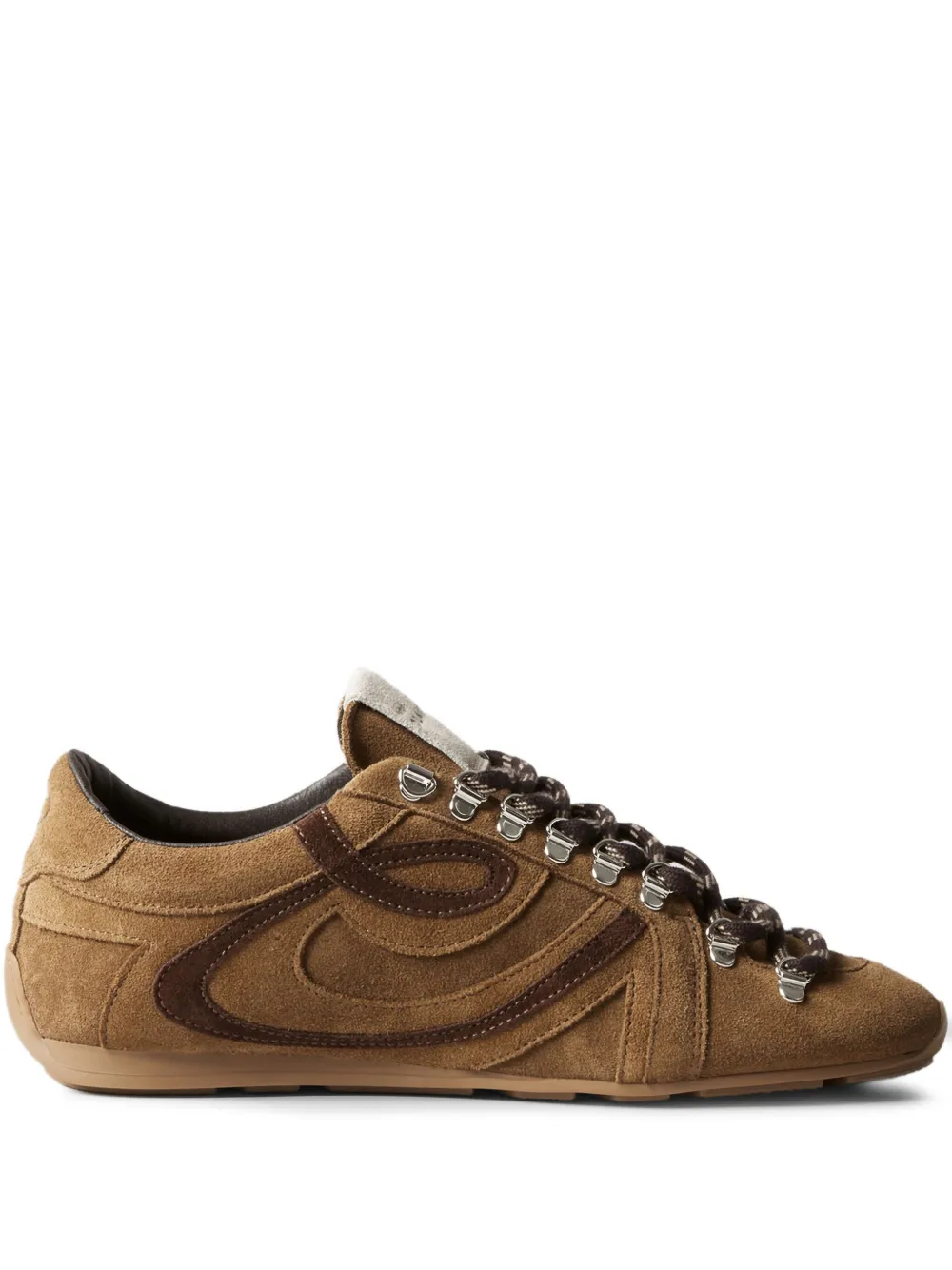 suede leather lace-up sneakers