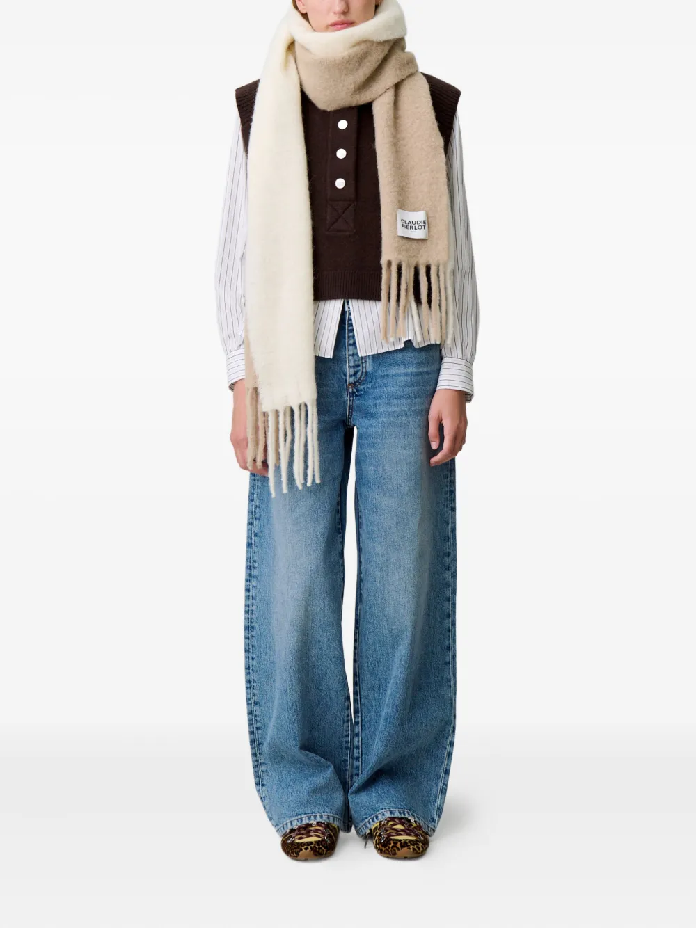 Two-Tone Fringed Scarf