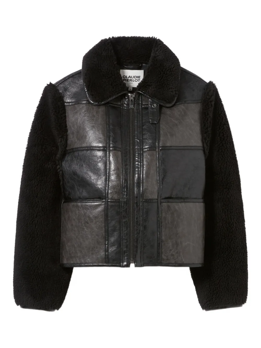 Claudie Pierlot Pelliccia sintetica con design a inserti - Nero